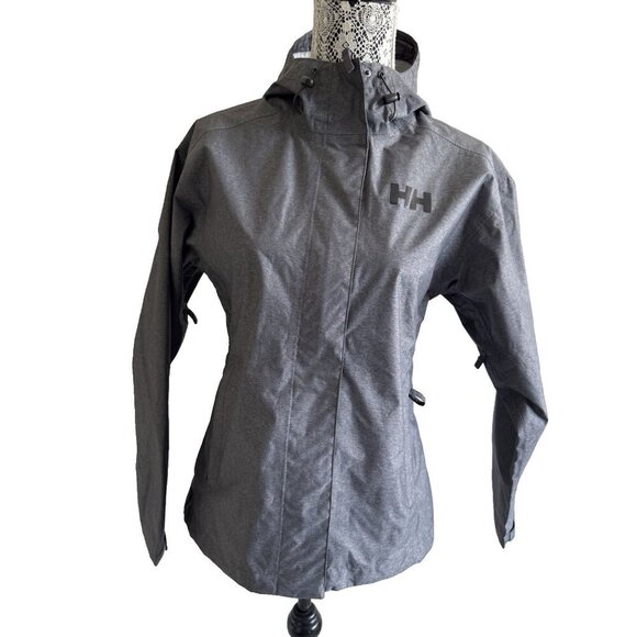 Helly Hansen Nari 2.5L Waterproof Jacket Packable Sz Small Grey Hooded 62996 - Picture 2 of 13